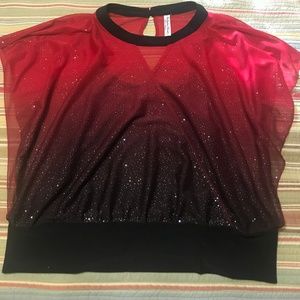 ⭐️3/$10 Sparkly Red & Black See Through Shirt